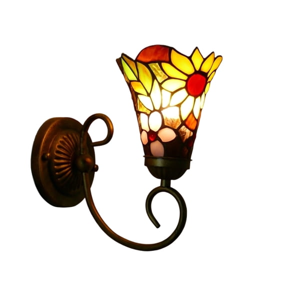 Wall Sconce Tiffany-Style Wall Lamp, 9.84×5.91In Creative Wall Sconces Lighting, Stained Glass Decorative Wall Lamp, Vintage Base Sconce Light, for Living Hallway Corridor Stairs Housewarming Gift