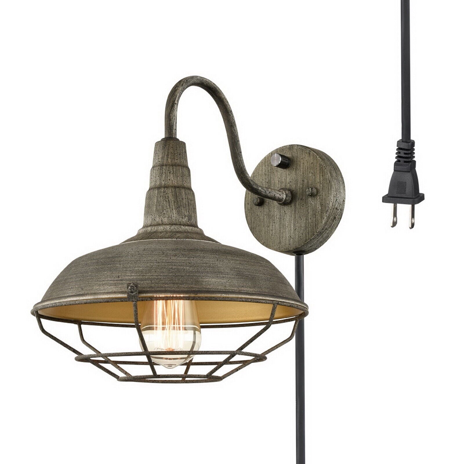 Wall Sconce with Plug in Cord and On Off Switch Retro Gooseneck Wall ...