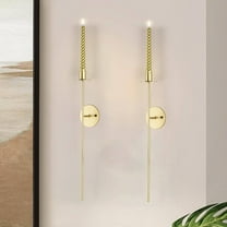 Wall Sconces Candle Holder - Set of 2 Vintage Candle Sconces for Candlestick Taper Retro Long Metal Sconce Wall Decor for Living Room Dinning Room Bedroom Bathroom, Gold