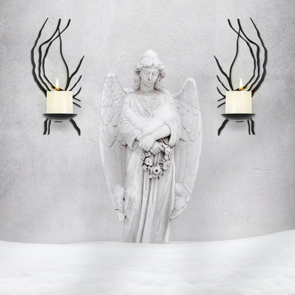 Wall Sconces Candle Holder Set of 2, Wall Mounted Candle Holder for Pillar Candles Hanging Metal Wall Decorations for Living Room Bedroom Home Wall Decorations, Weddings, Events, Black