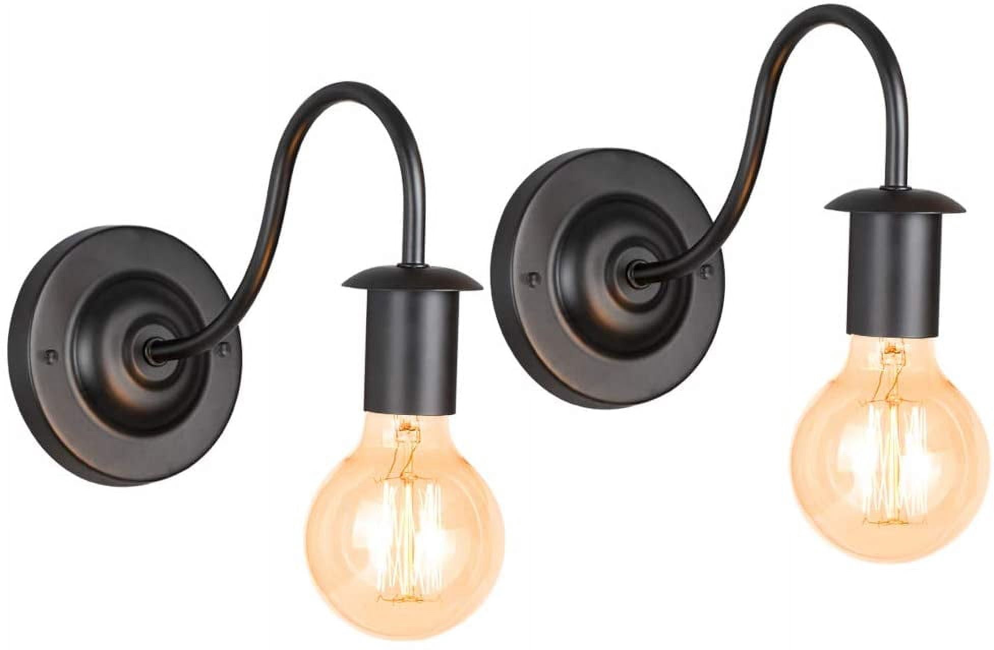 NEX Indoor Wall Sconces Lamp with Metal Black Frame Set of 2