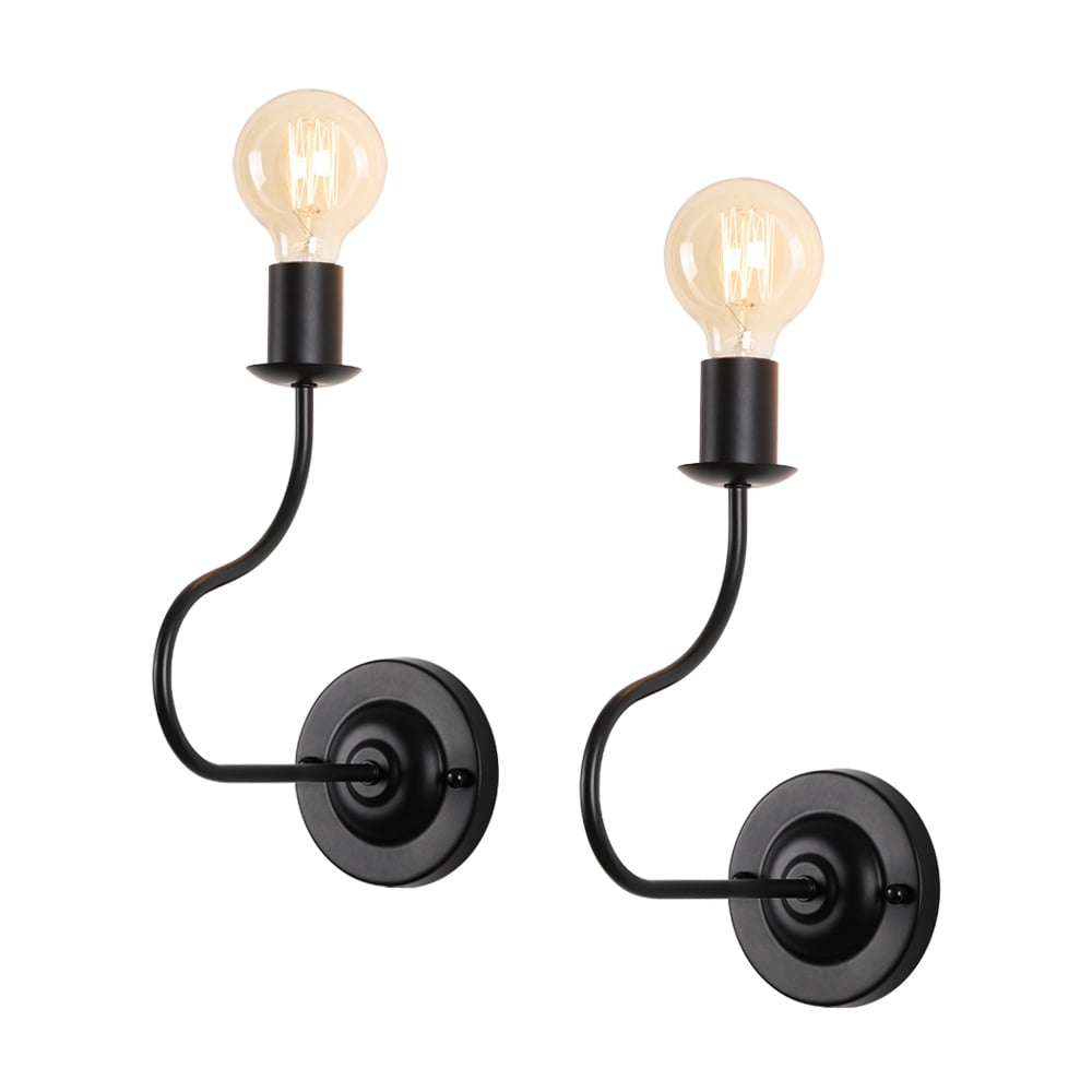 Wall Sconces Lamp, Vintage Wall Mounted Lamp With Metal Black Frame, Set Of 2