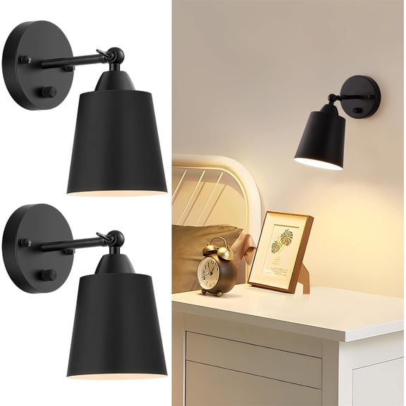 Wall Sconces Lighting Fixture Set of 2, Bedside Wall Mounted Reading Lamp with Dimmable Switch for Bedroom, Bathroom Hallway Living Room