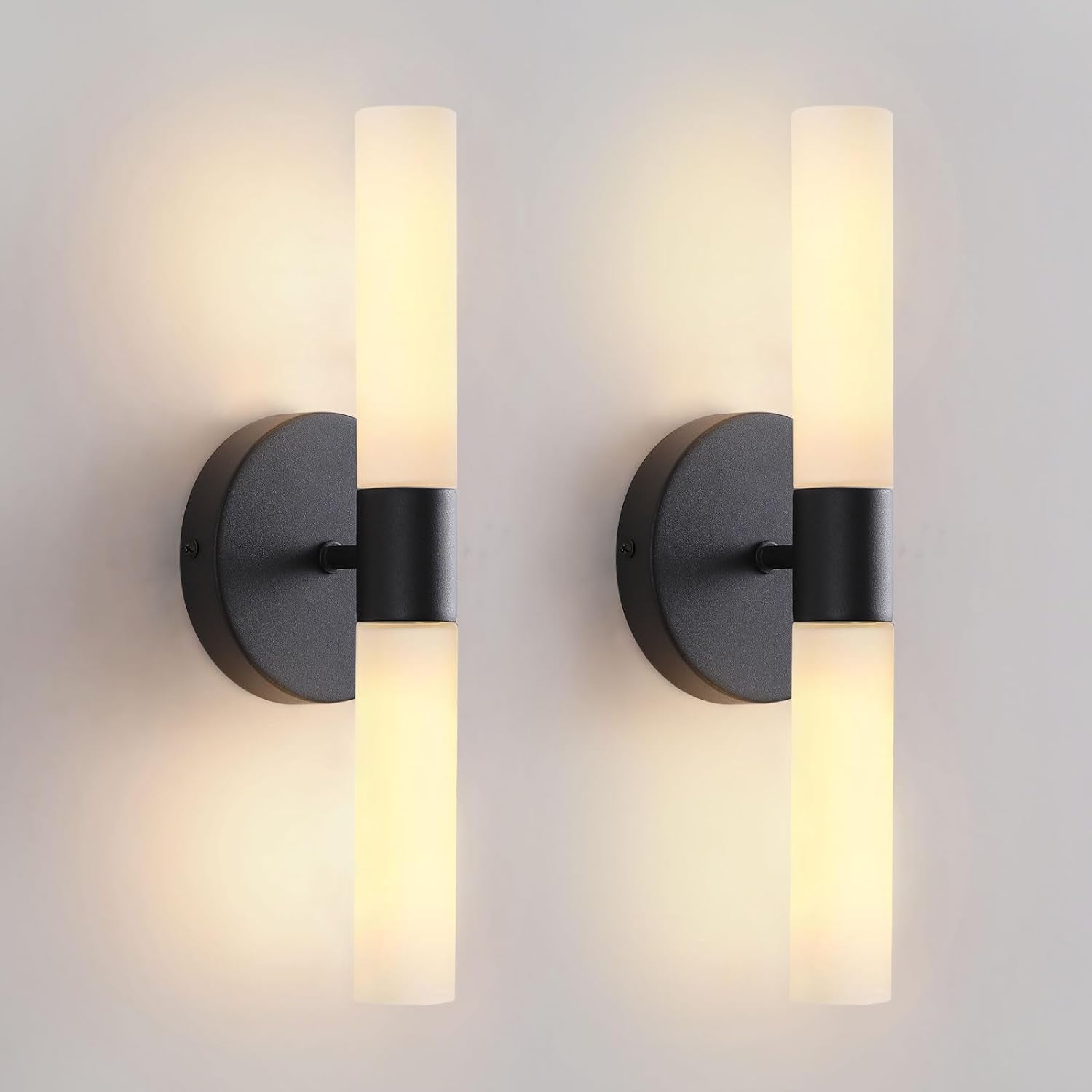 Wall Sconces Set of Two Matte Black Bathroom Wall Sconce Light Set of 2 ...