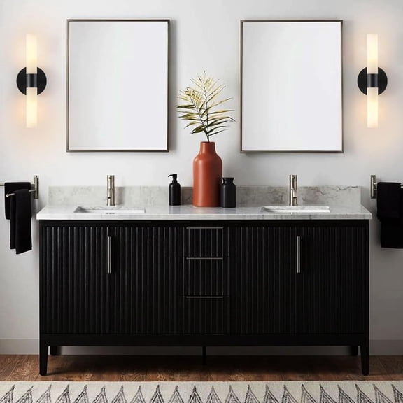 Wall Sconces Set of Two Matte Black Bathroom Wall Sconce Light Set of 2 Modern Wall Light Fixtures Metal Sconces Wall Lighting with White Glass Shade Wall Mounted Lamp for Living Room