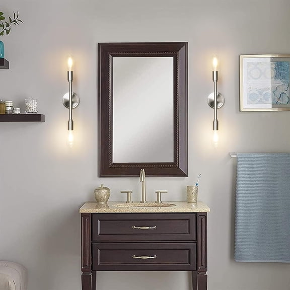 Wall Sconces Set of Two, Modern Sconces Wall Lighting Fixtures, 2-Light Bathroom Light Over Mirror, Indoor Ceiling Light/Wall Light for Bedroom, Living Room (Brushed 2 Pack)