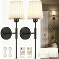 thumbnail image 1 of Battery Operated Wall Sconce Set of 2, 13000mAh Rechargeable Wall Sconces Battery Operated Light Dimmable Battery Powered Wall Lights with Remote for Bedroom, Living Room, Home Decor, 1 of 8