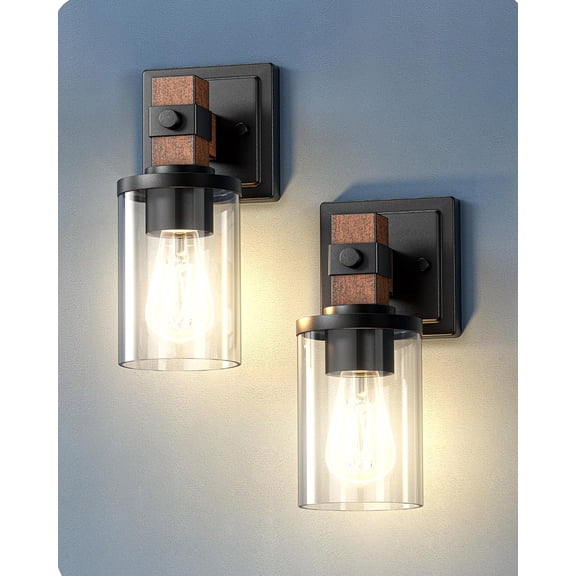 Wall Sconces Set of 2, Farmhouse Vanity Lights for Bathroom Warm White