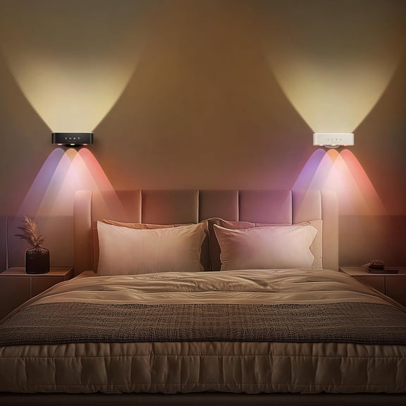 Wall Sconces Set of 2 Operated, 360? Rotate Wall Mounted Lamp with 3 Color Temperatures & 9 Modes, Wall Lights for , Picture, Room