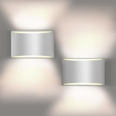 Wall Sconces Set of Two | Modern LED Indoor Wall Lights,Up and Down Wall Mount Light,Aluminum,Hardwired,Dimmable, Warm White 3000K, 1400Lm