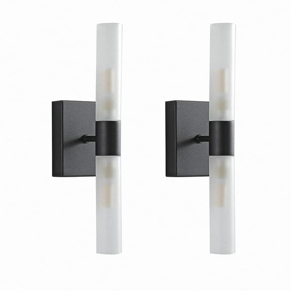 Wall Sconces Set of Two - Modern Sconces Wall Lighting Frosted Glass Lampshade Hardwired Wall Light Fixtures for Living Room Bedroom Bathroom Hallway