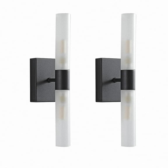 Wall Sconces Set of Two - Modern Sconces Wall Lighting Frosted Glass Lampshade Hardwired Wall Light Fixtures for Living Room Bedroom Bathroom Hallway