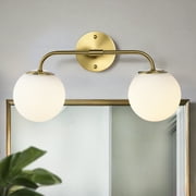 Modern LED Gold Globe Wall Sconce Bathroom Vanity Light Fixtures Over Mirror Light with Frosted Glass Shade Indoor Wall Lamp for Bathroom Bedroom Living Room