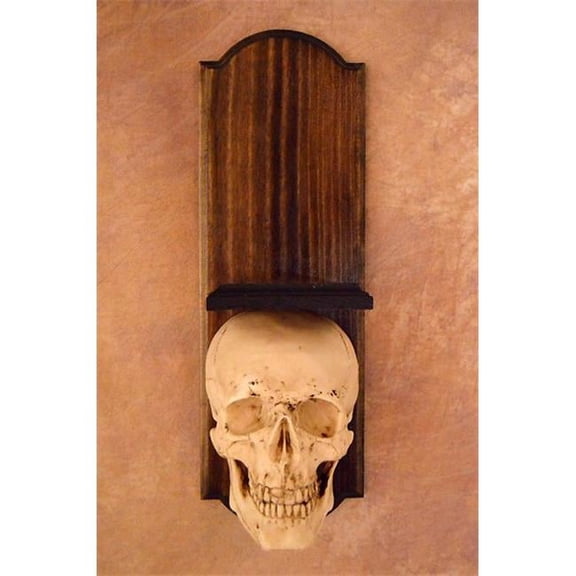 Wall Scone, Skull at Bottom of Wood Frame, No Candle