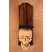 Wall Scone, Skull at Bottom of Wood Frame, No Candle
