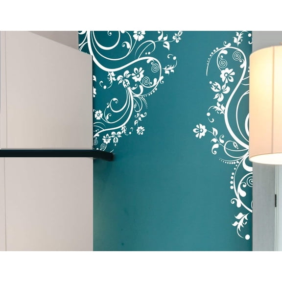 Wall Scroll : Wall Decal ~ Two Sections 21" x 21" and 12" x 40" White