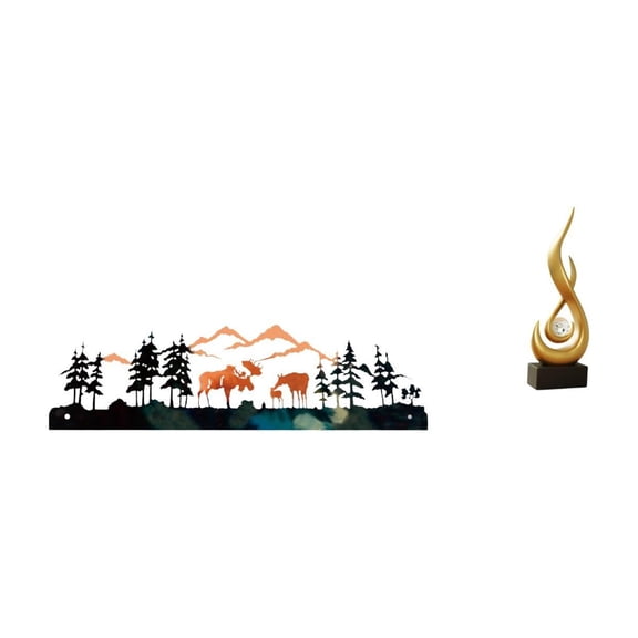 Wall Sculpture Abstract Fire Ornament Metal Material Modern Art Decor for Living Room Garden Office
