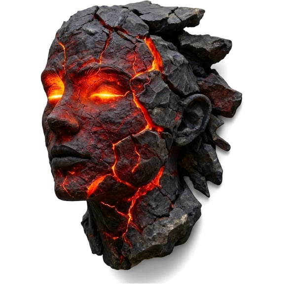 Wall Sculpture Light, 3D Cracked Stone Face LED Art, Handcrafted Textured Illumination for Home Theater Bar Living Room(A)