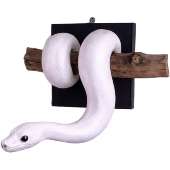 Wall Sculpture Snake Python Resin Branch Design Three-Dimensional Artistic Naturalistic Decorative Impact Suitable for Gift Giving Home Decoration Animal-Themed interiors, White