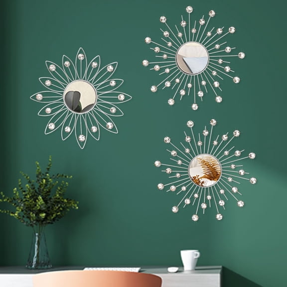 Wall Sculptures Flower+sunburst Silver 3 Pack Home Decor Art