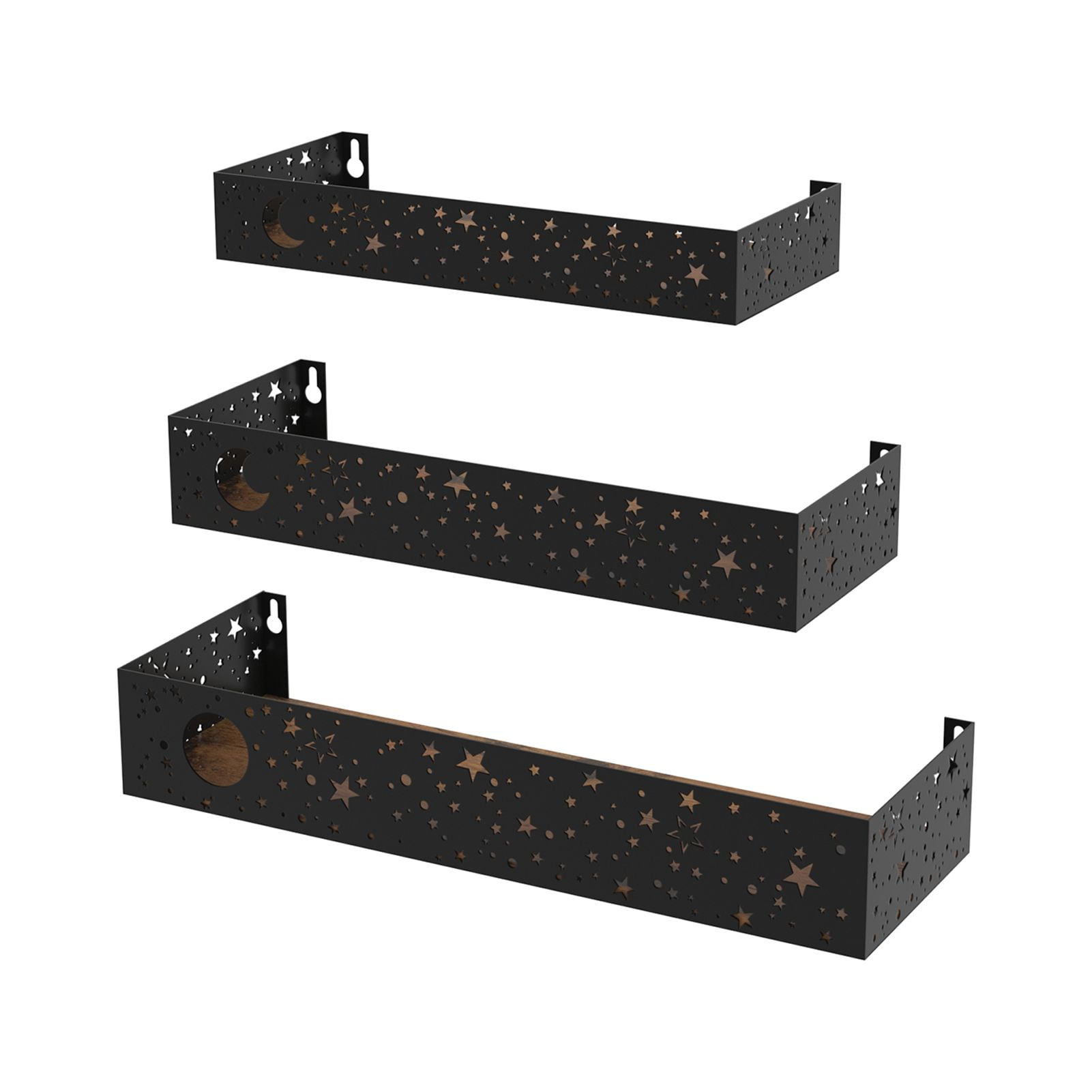 Wall Shelf 3 Pack, Black Floating Wall Shelves for Bedroom Bathroom