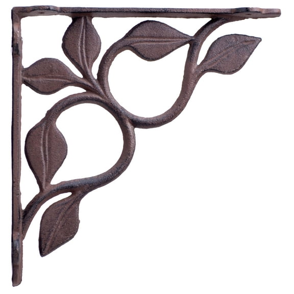 Wall Shelf Bracket Leaf & Vine Pattern Heavy Duty Cast Iron Brace 7.125" deep by Flag Emotes