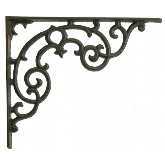 Wall Shelf Bracket - Ornate Pattern - Black Cast Iron - 11.25" Long