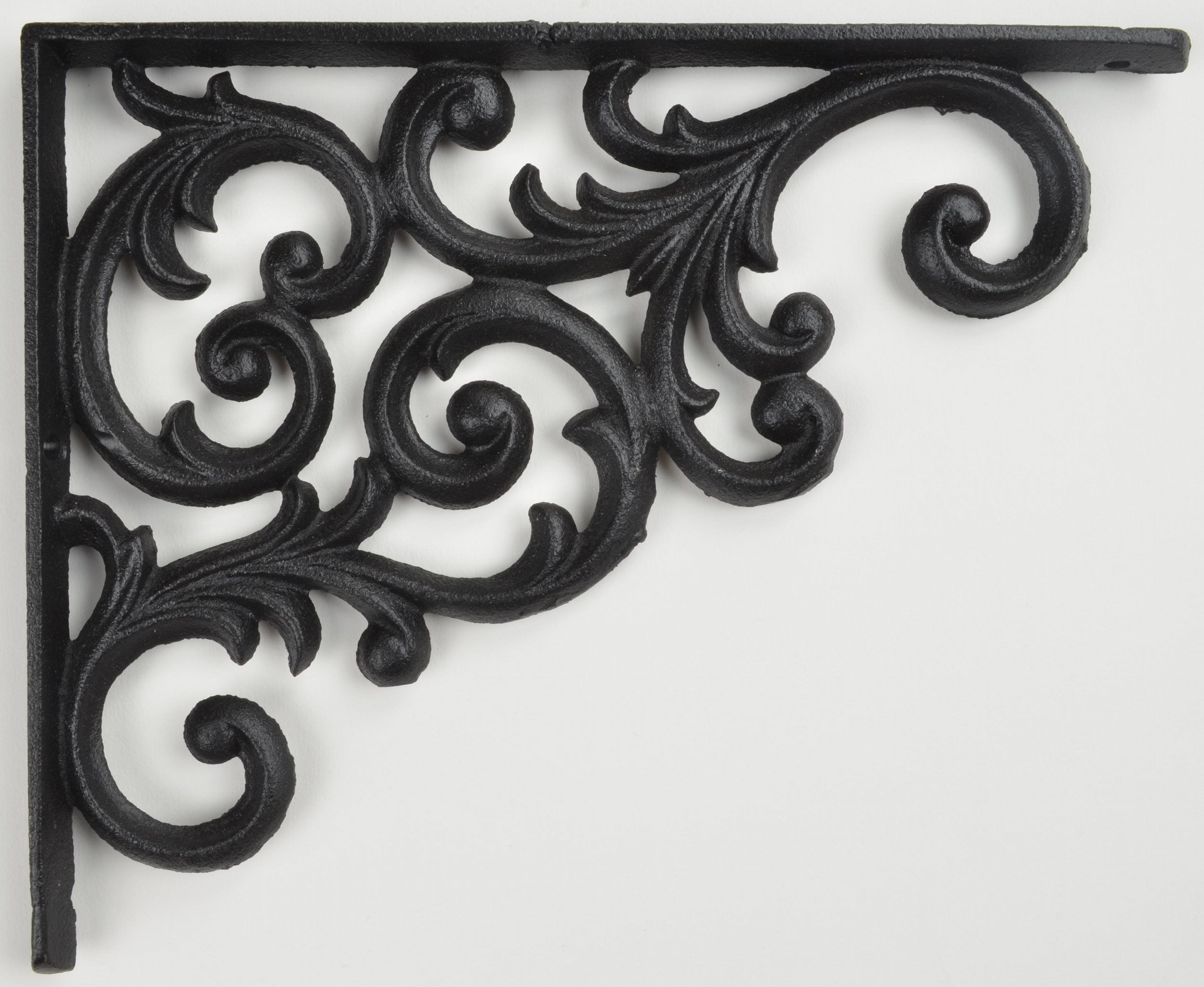Black Cast Iron Ornate Vine Pattern Wall Shelf Bracket