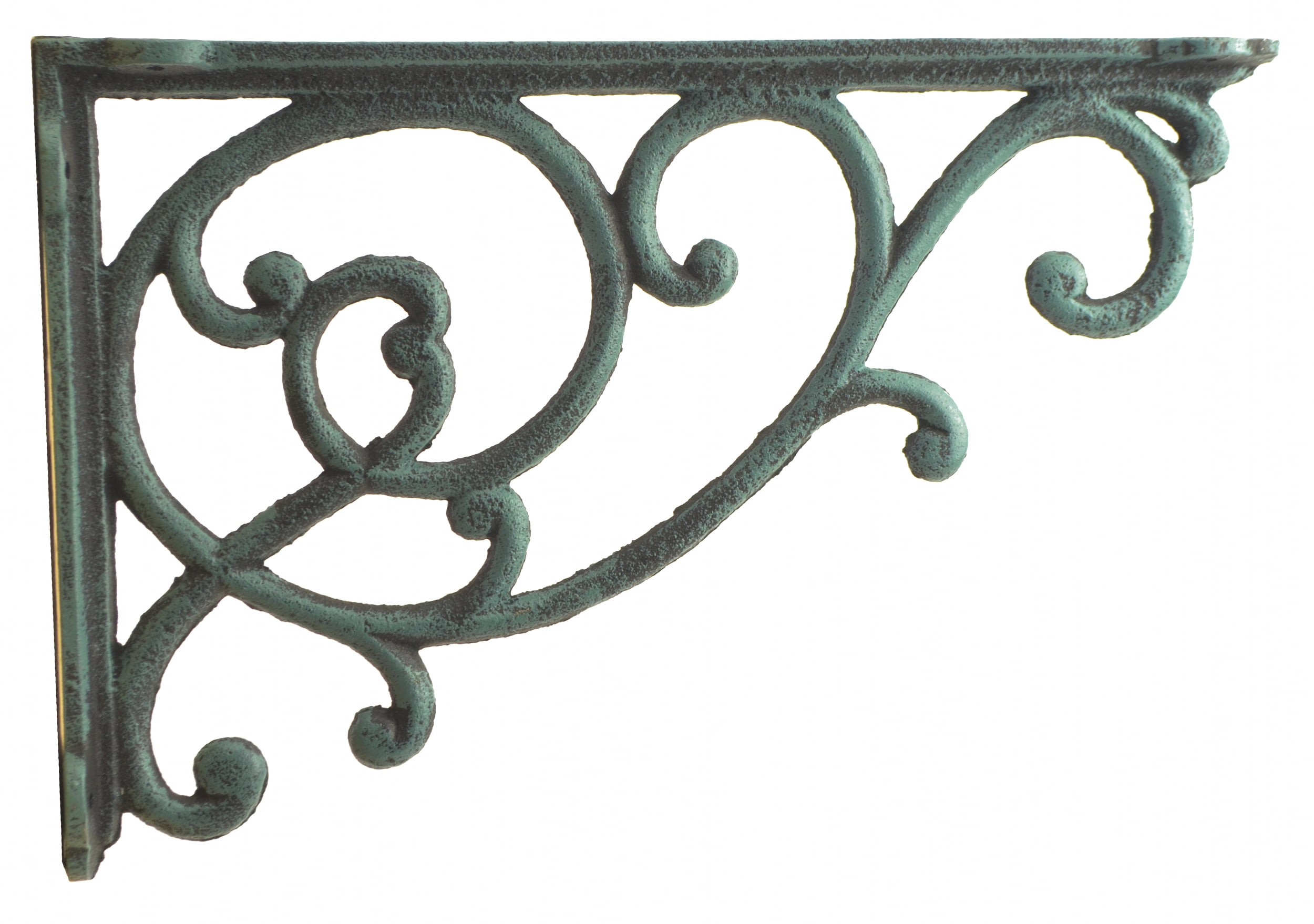 Wall Shelf Bracket Ornate Vine Verdigris Cast Iron Large 12.375" Deep Brace by Flag Emotes