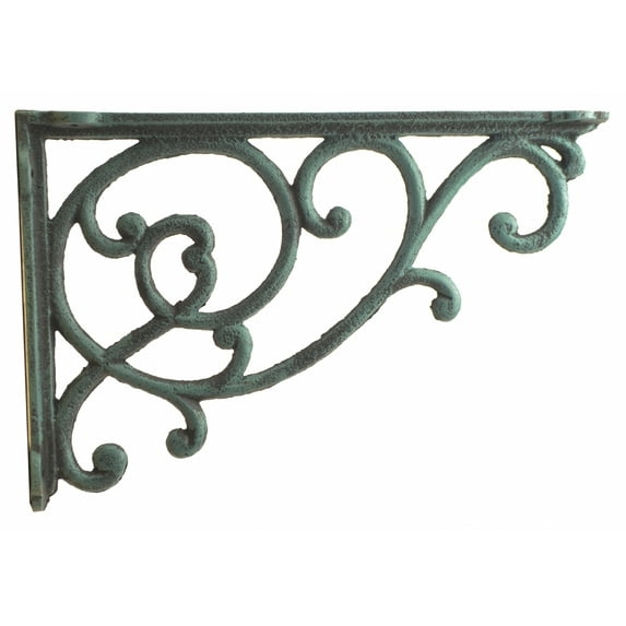 Wall Shelf Bracket Ornate Vine Verdigris Cast Iron Large 12.375" Deep Brace by Flag Emotes