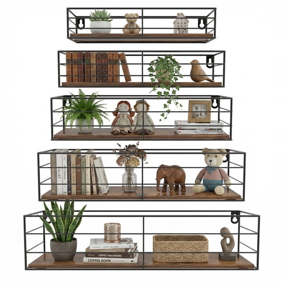 Wall Shelf Floating Storage Shelves Wall Mounted for Bathroom Kitchen Bedroom Living Room(5 Pack)