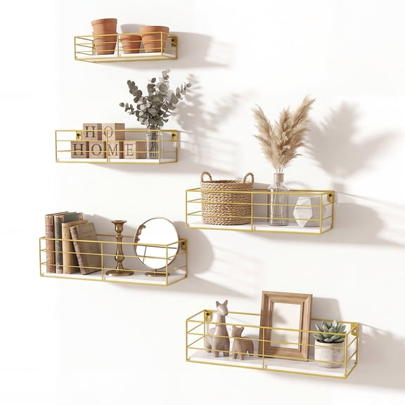 Wall Shelf Floating Storage Shelves Wall Mounted for Bathroom Kitchen Bedroom Living Room(5 pack)