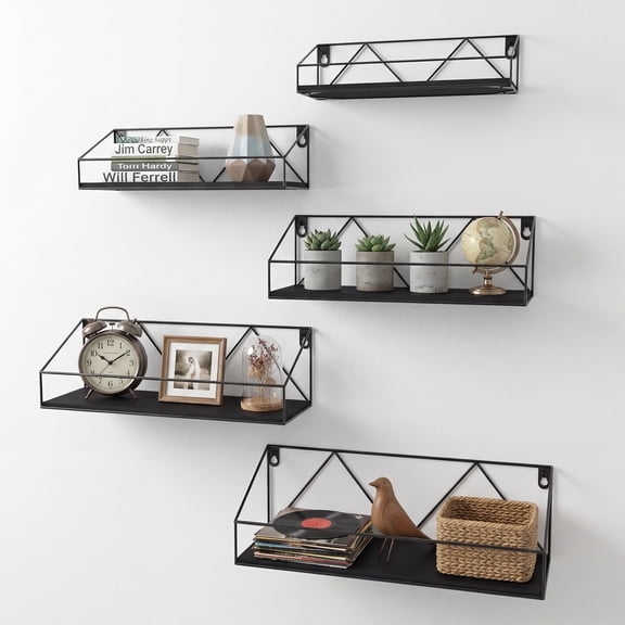 Wall Shelf Floating Storage Shelves Wall Mounted for Bathroom Kitchen Bedroom Living Room(5 Pack)