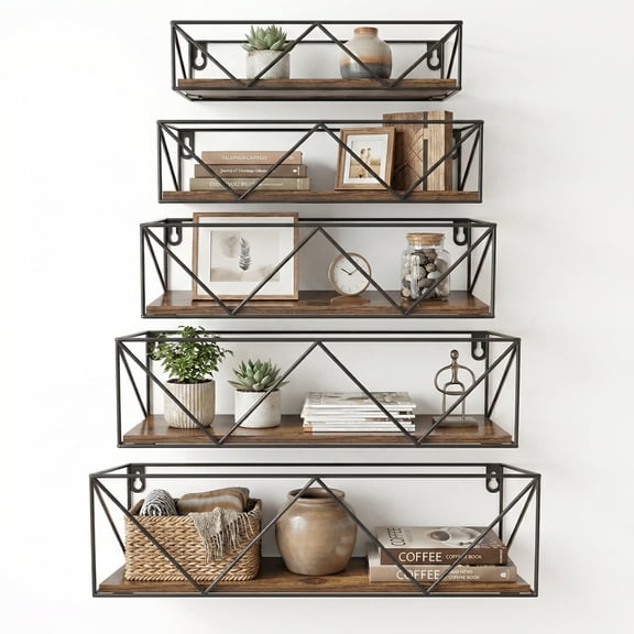 Wall Shelf Floating Storage Shelves Wall Mounted for Bathroom Kitchen Bedroom Living Room(5 pack)