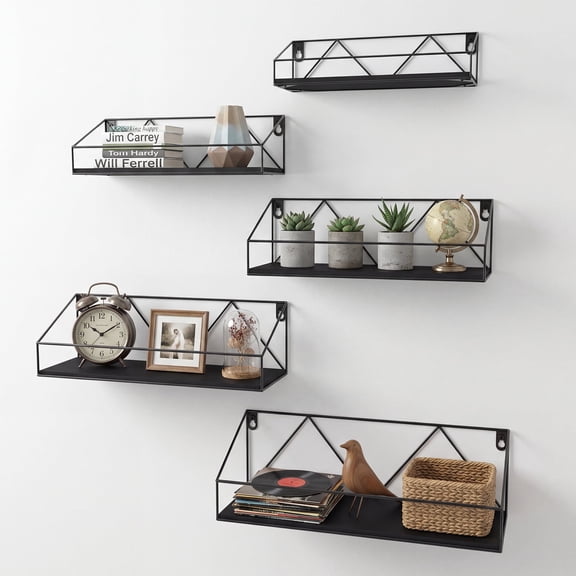 Wall Shelf Floating Storage Shelves Wall Mounted for Bathroom Kitchen Bedroom Living Room(5 pack)