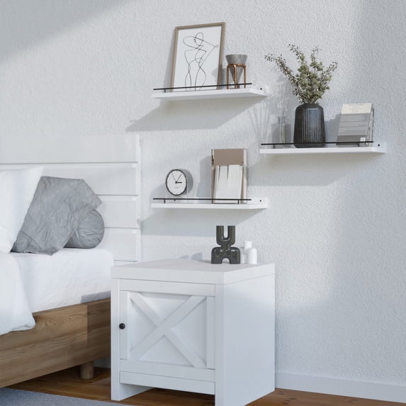 Wall Shelf Floating Wall Rack - Wood Modular Storage Shelf with Towel Rack, Space Saving Bathroom Storage Rack, Kitchen Wall Organizer, Living Room Hanging Shelf, 15.75 x 5.63 in