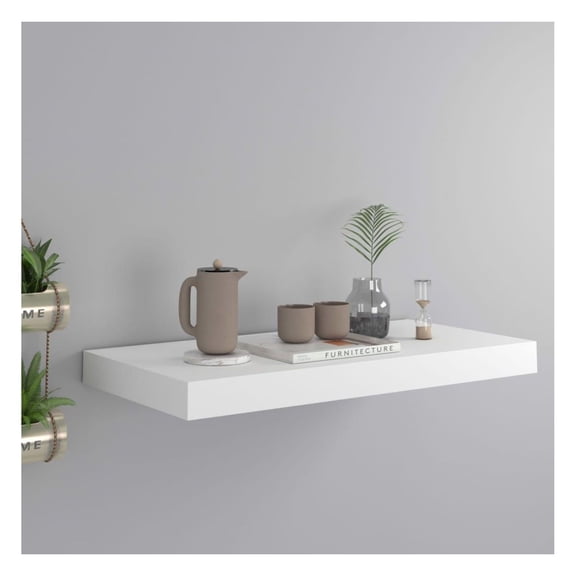 Wall Shelf Floating White 19.7x9.1x1.5", MDF Display Shelves for Books, Decor - Invisible Mount, Durable & Stylish