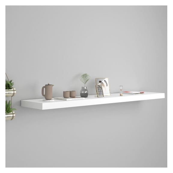 Wall Shelf Floating White 47.2x9.3x1.5 inch, Modern MDF Display Shelves for Living Room, Bedroom, Office - Easy Install, 22lb Capacity