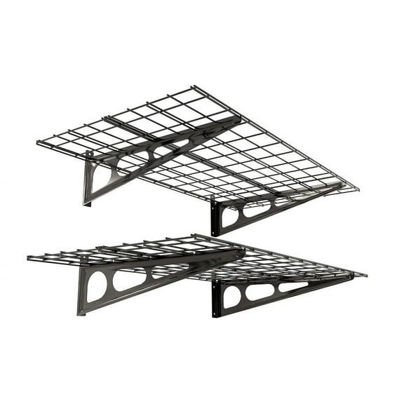 Wall Shelf Garage Storage Rack Wall Mounted Floating Shelves,1x6ft ,Black, 2-Pack