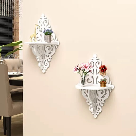 Wall Shelf Hanging Rack, No-Drill Multi-Compartment Storage Shelf for Bedroom Living Room Office, Easy Mounting Space-Saving Design for Displaying Books Decor and Daily Necessities