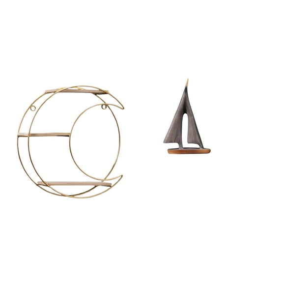 Wall Shelf Hanging Rack Sailing Boat Sculpture Space Saving Iron Structure for Home Hotel Restaurant