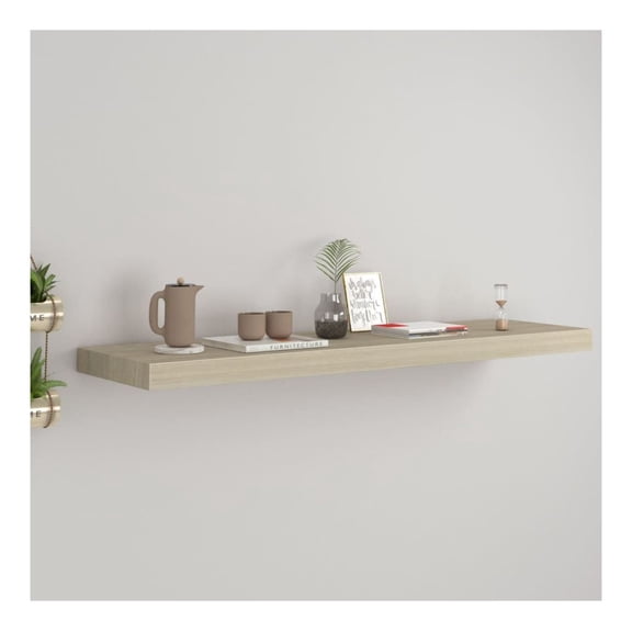 Wall Shelf Oak 35.4x9.3x1.5", Floating Shelves for Living Room, Bedroom - MDF Display Shelf with Invisible Mounting, Modern Home Decor Brown