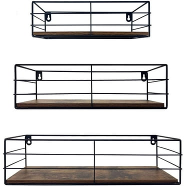 Wall Shelf Set of 3, Brown Floating Shelves for Bedroom, Bathroom, 16.1x5.4x4.3 inch