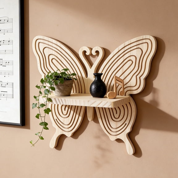 Wall Shelf Wooden Hanging Plant Stand for Indoor Wall Mounted Storage and Boho Home Decor