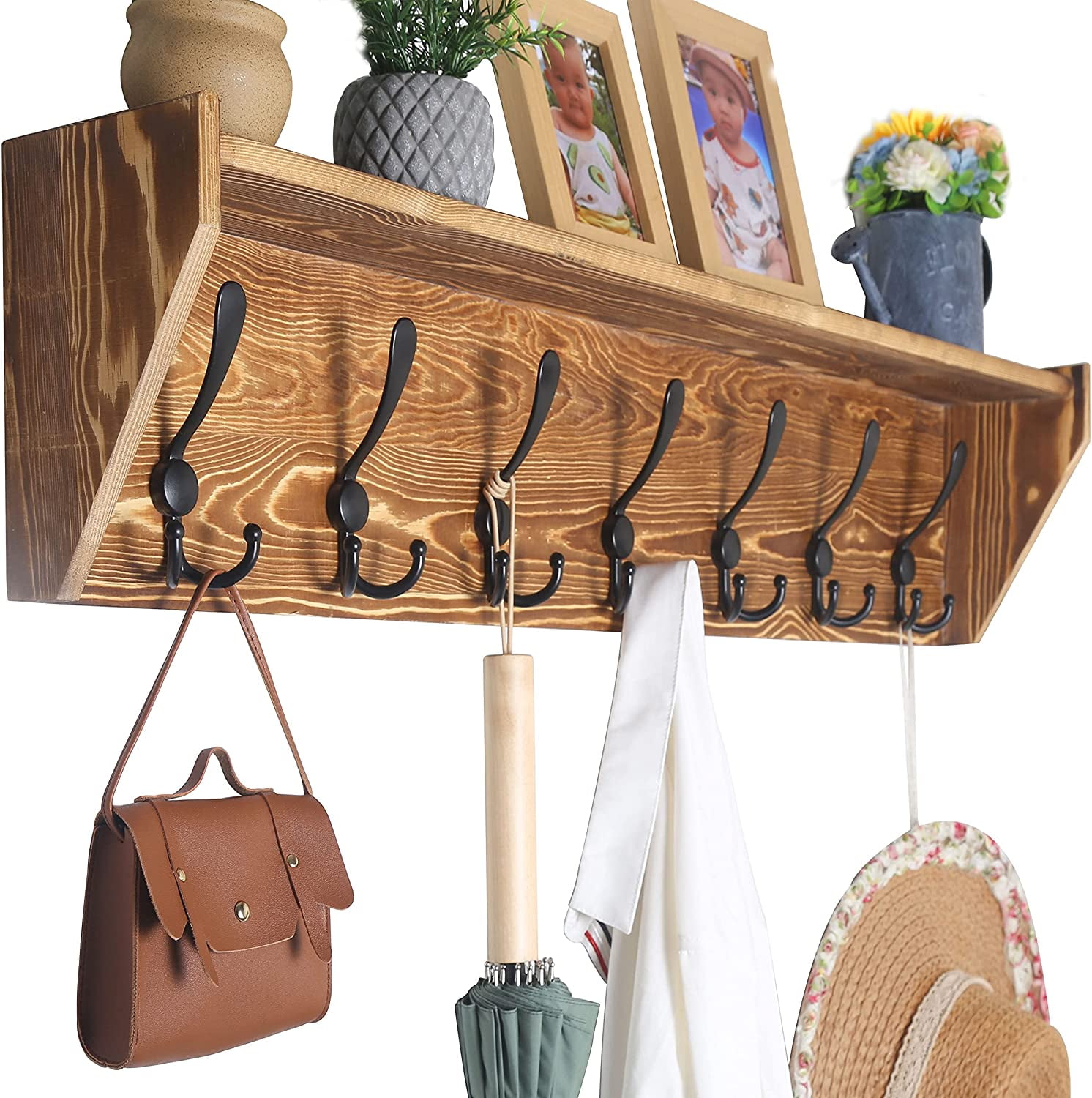 Wall Shelf with Hooks Underneath,35