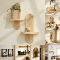 thumbnail image 1 of Wall Shelf with Mirror Wooden Floating Shelf with Storage for Entryway Bathroom Bedroom Vanity Hallway Organizer by PALIFEUR, 1 of 7