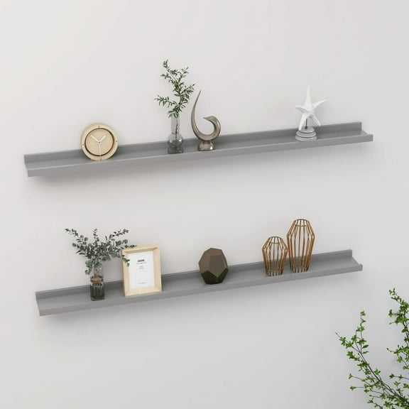 Wall Shelves 2 pcs Gray 39.4"x3.5"x1.2" Grey