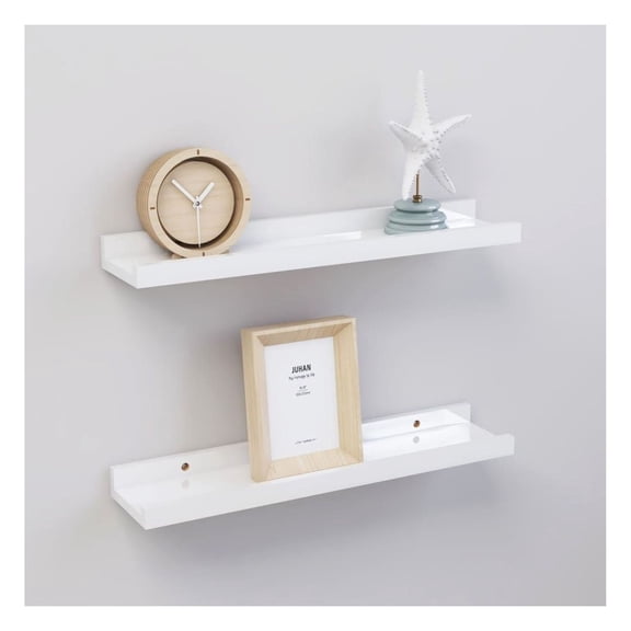 Wall Shelves 2 pcs High Gloss White 15.7"x3.5"x1.2"