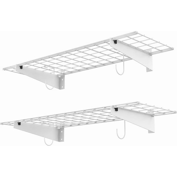 2 Pack Garage Wall Shelves, 45x15 inch Wall Mounted Storage Shelves for Garage Heavy Duty Wall Shelving, Holds Up to 220 Lbs(White)
