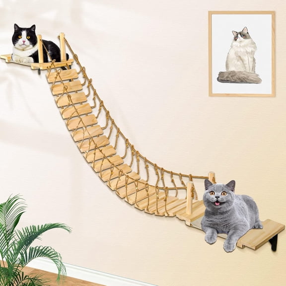Wall Shelves - 70" Bridge Hammock Tree with Mounted Perch & Cloud Shelf